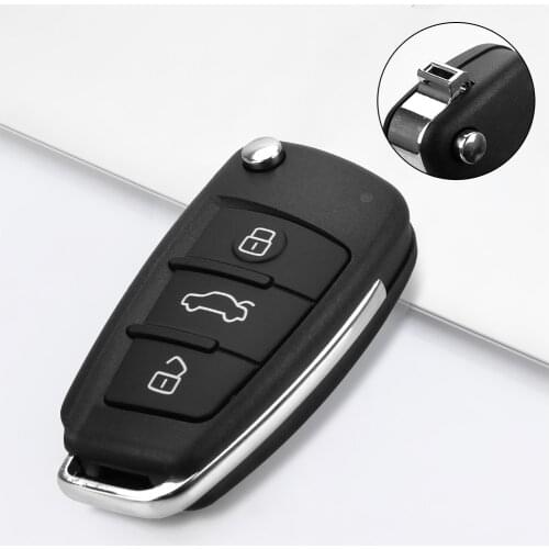 Key Fob Case No Blade For Audi A2 A3 A4 A6 A6L A8 Q7 TT Auto Replacement 3 Button Car Key Shell Folding Remote Flip Case