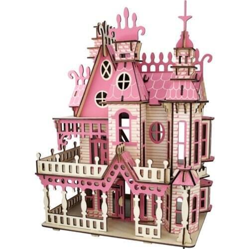Wood DIY Dollhouse Assembled Educational Mini 3D Stereo Puzzle House Miniature Doll House Girls Pretend Play Toys For Children