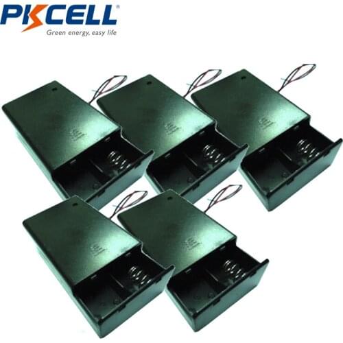 10pcs C Size DC 2 Cells Battery Holder Case Box with Wire Cover & Switch