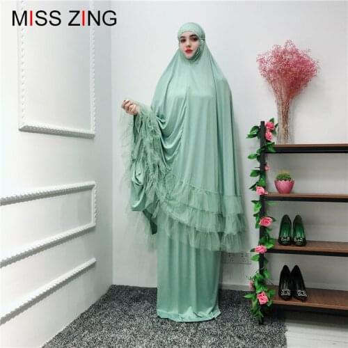 Muslim Full Length Swing Abaya Lace Dresses Cardigan Kimono Long Robes Ruffles tops skirts Jubah Middle East Eid Ramadan Islamic