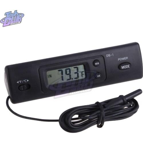 DS-1 Car Thermometer LCD Display C/F Clock Temperature Sensor Controller Indoor Outdoor Thermostat With Probe For Vehicle Car