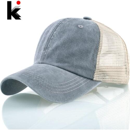 Snapback Denim Baseball Caps Men Women Solid Color Sport Hats Spring Summer Outdoor Breathable Mesh Bones Fashion Hip Hop Cap