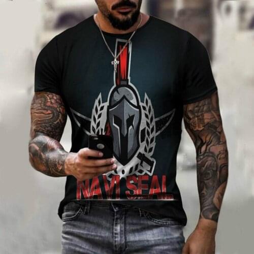 Spartan Head Large Size T-shirt 2021 Mens 3d Printed T-shirt Summer Breathable Versatile Casual Short-sleeved T-shirt
