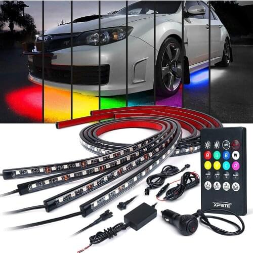 4x Car Underglow Light Flexible Strip Lights interior LED Underbody Lights Remote Control Car Led Neon Light RGB Car accessories