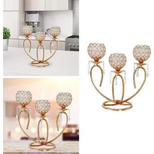 3 Arms Candelabra Crystal Candle Holders Table Centerpiece Firplace Decoration for Wedding Birthday Anniversary Celebration