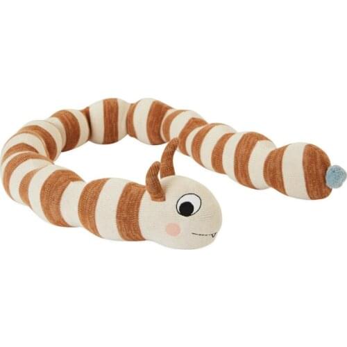 Ins Nordic Knitted Pillow Larva Doll Childrens Room Bumper Stroller Decor Baby Bed Decor Appease Toys Sofa Cushion Pillow