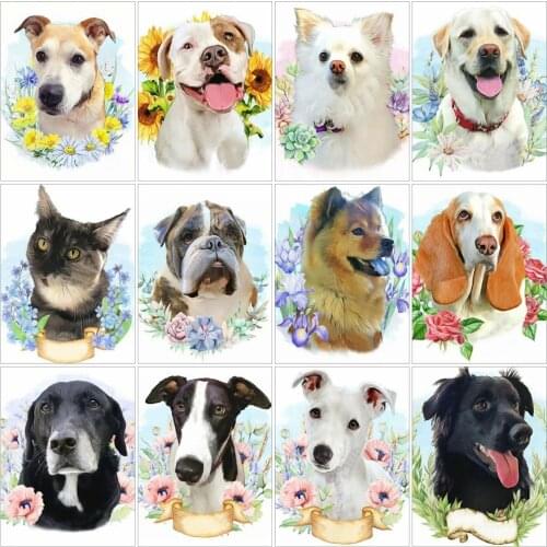 HUACAN Painting By Numbers Cat Acrylic Unique Gift On Canvas Wall Art Picture By Numbers Dog Animal Childrens Room Decor