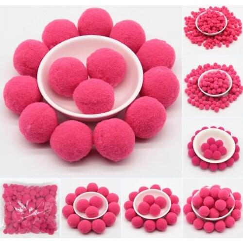 Rose Red Pompoms 8/10/15/20/25/30mm Fur Plush Ball Craft DIY Soft Pompon Wedding Home Garment Sewing on Cloth Accessories 20g