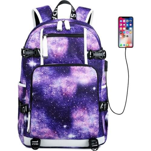 Backpack Multifunction USB Charging Laptop Backpacks Waterproof Anti theft school bags Large Capacity Travel bag Stars Universe