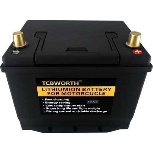 80D26L/R High Power Jump Starter Motor Car LiFePO4 battery 12V 80AH CCA1300A With BMS Voltage Protection lithium iron battery