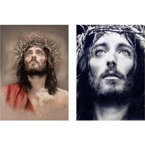 2 set 5D Diy Full Drill Diamond Painting Cross Stitch Kits - Easter Religion Basket & Jesus Christ Birth Wall Painting