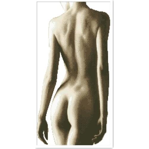 Back view cross stitch kits woman package 18ct 14ct 11ct cloth silk cotton thread embroidery DIY handmade needlework