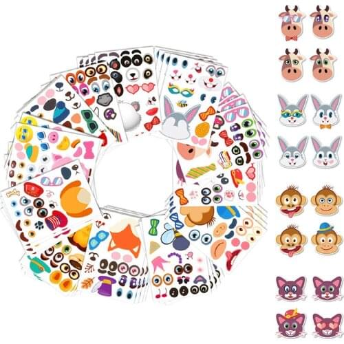 Kid DIY Animal Stickers Puzzles Toy Make-A-Face Funny Reusable Emotion Change Sticker Recognition Training Early Educational Toy