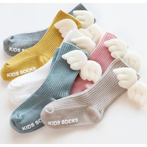 0-5Y Childrens Cute 100% Cotton Socks Kawaii Soft Dispensing Non-slip Socks Solid Color In The Tube Socks For Baby Kids