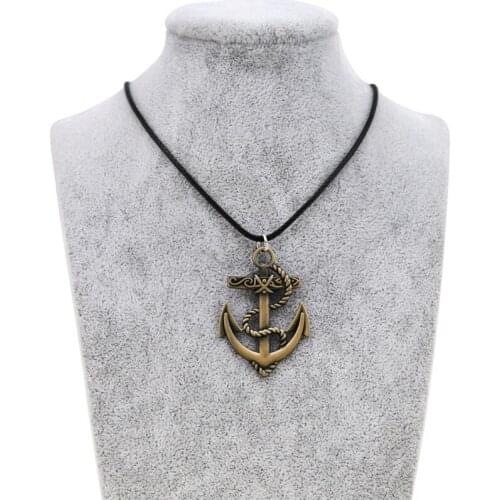 New Vintage Anchor Choker Necklace For Women Retro Leather Chain Anchor Necklaces Pendants Men Jewelry Party Gift