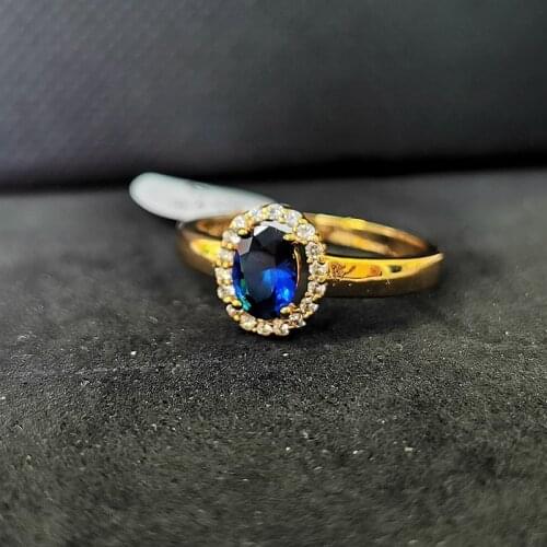 Wholesale Oval Blue Cubic Zirconia Rings for Women Noble Wedding Jewelry Ring Girl Fashion Gift