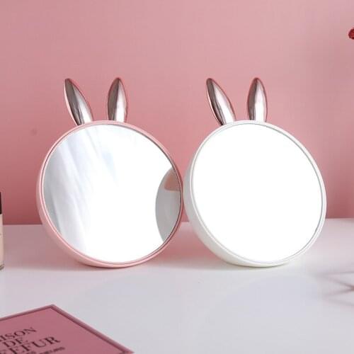 Rabbit Design Makeup Organizer with Mirror Makeup Brush Cosmetic Organizer Box Nail Polish Jewelry Desktop Makeup Storage Box