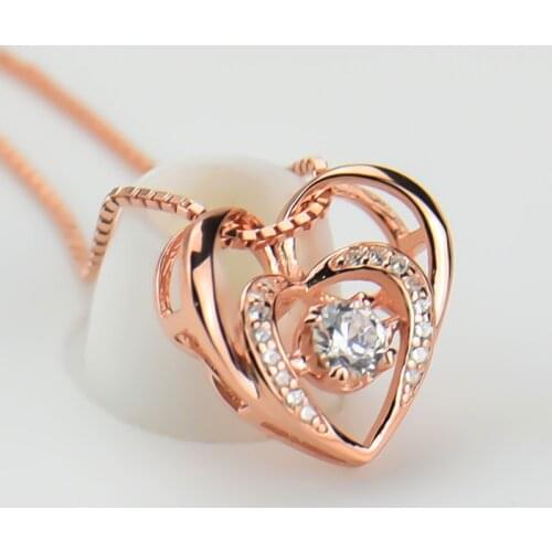 1 PC Double Heart Necklace Retro Gold Silver Color Necklace Zirconia Stone Choker For Women Girls Jewelry Accessories Dropship