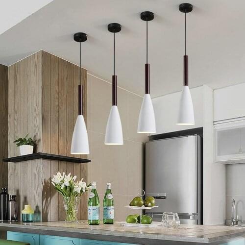 Simple Pendant Lights Iron+Wood Hanging Kitchen Fixtures Apartment Living Room Dining Room Wood Lamp luminaire