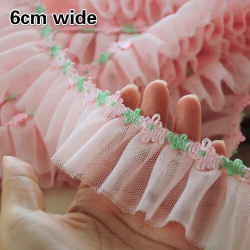 6cm Wide Pink Thick Mesh Water Soluble Trim Ribbon Lace Applique DIY Childrens Skirt Clothing Curtain Home Textile Accessories