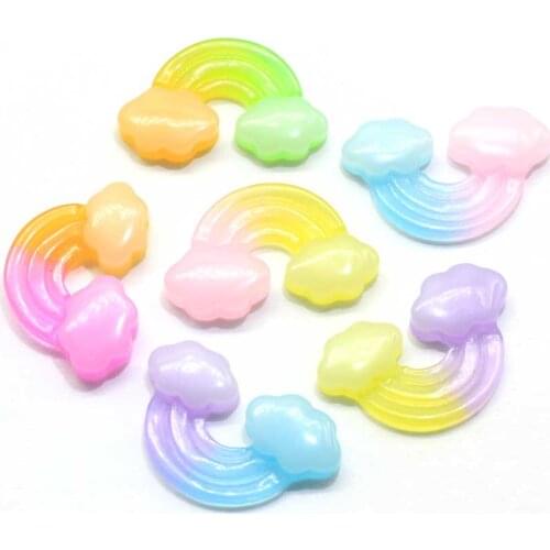 Cute Gradient Flatback Resin Rainbow Decoration Craft Flat Back Cabochon Embellishments For Scrapbooking Diy Accessorie