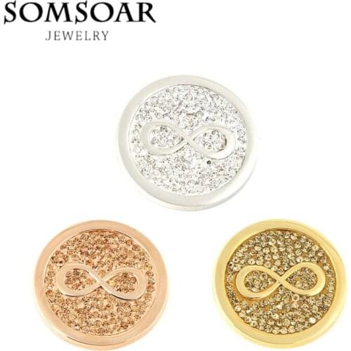 Somsoar The Most Popular Deluxe Infinity Disc Coin 33mm Silvering Gold Rose Gold Coin for 35mm Frame Pendant Necklace 10pcs/lot