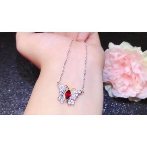 Special promotion of Natural Garnet Necklace 925 silver cartoon style ladies special