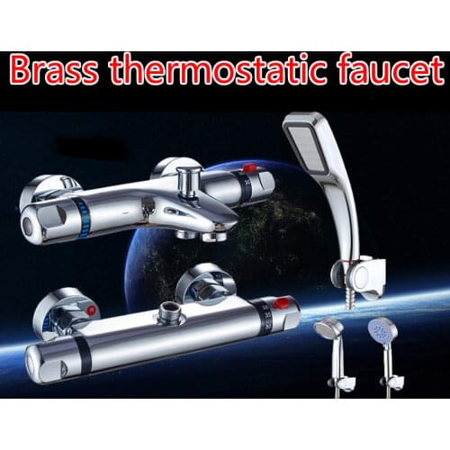 Brass Intelligent Thermostatic Shower Faucet Concealed Hot and Cold Water Mixing Valve Temperature Control Valve Triple Set