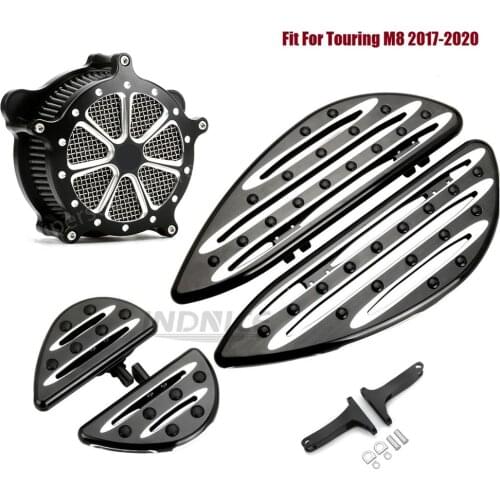 Black Rider Passenger Deep cnc cut Floorboards Air intake Filter Fit For harley 2018-2020 FLFB Softail Fat Boy road king street