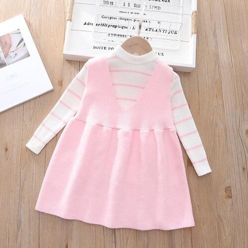 Two Girls' Knitted Sweater Sleeveless Dresses Fashion Clothes Toddler Girl Fall Clothes Kids Boutique Clothing Wholesale