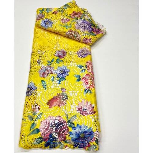 Party Q 2021 High Quality Embroidery Guipure Water Swiss African Milk Silk Cord Soluble Print Lace Fabric For Dress