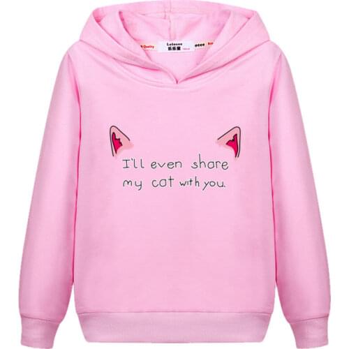Aimi lakana cat ear design girls sweatshirt thin cotton long sleeve pullover kids autumn hoodie print cute costumes baby girls
