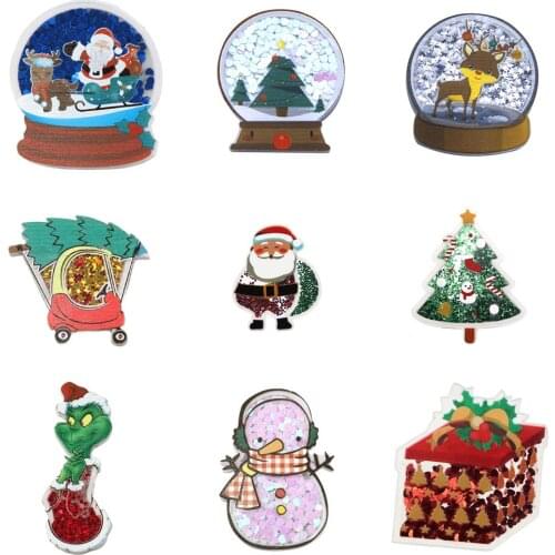 1pcs Christmas Snowman Transparent Quicksand Shakers Acrylic Resin Shaker DIY Jewelry Making Hair Accessories Hair Bow,1Yc14325