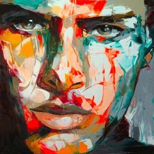 100%hand painted Large Size Francoise Nielly Knife man Face Oil Paintings On Canvas Figure canvas painting Wall Art