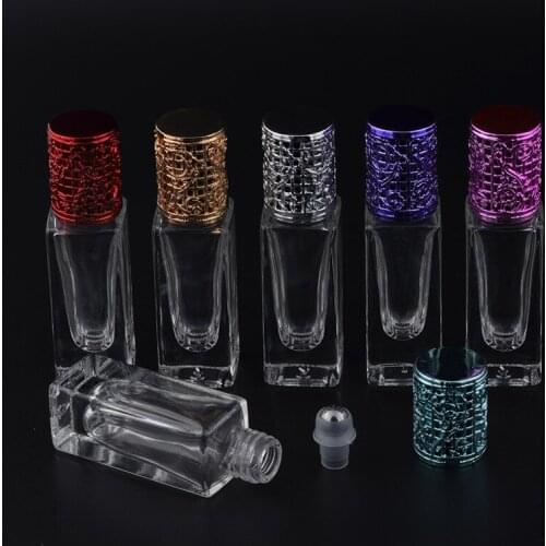 100pcs/lot 7Ml Mini Cute Steel Ball Roll-On Refillable Perfume Bottle &Empty Perfume Case With Alloy cover portable bottle