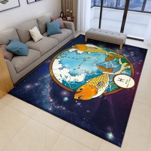 12Constellation Pisces Round Floor Mat Flannel Anti-slip Carpet Durable Carpet Floor Mat Home Bedroom Living Room Decoration Rug