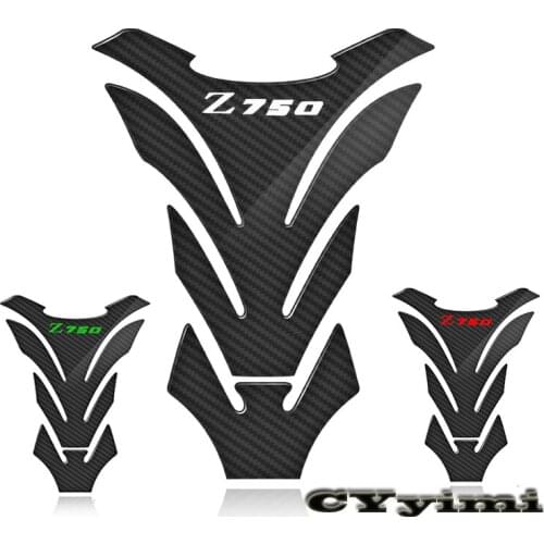 3D Carbon Fiber Motorcycle Fuel Tank Pad Cover Protector Decal Stickers For Kawasaki Z750 Z750S