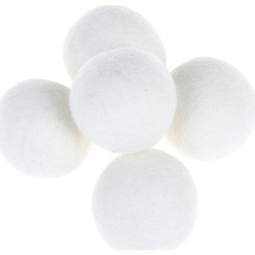 5Pcs Felt ball Water absorption and moisture absorption drying ball White dry fluffy clothing wool ball Wool dry ball