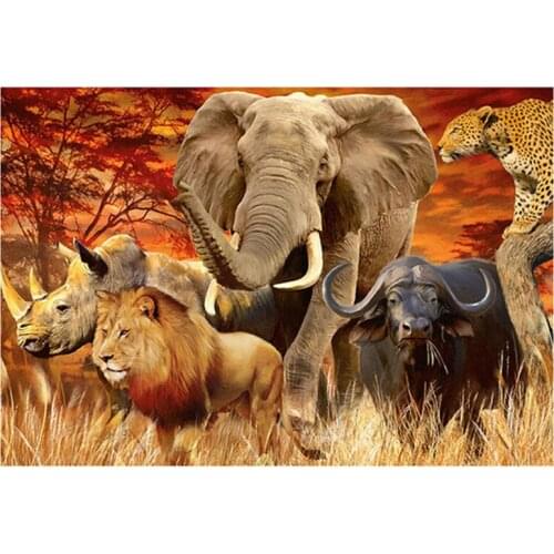 5D Diy Diamond Painting Cross Stitch full Square Round Diamond Embroidery African grassland animals for room Decor H920