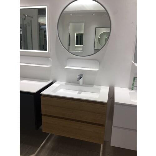 900mm Bathroom Bamboo Wall Mounted Vanity Solid surface Washbasin Two Drawers Mirror WD2113-0