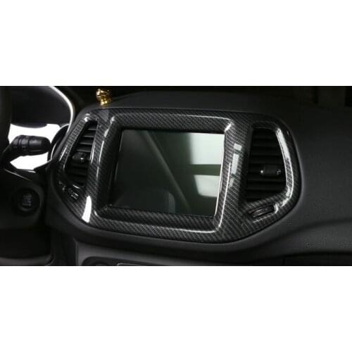 ABS Carbon fibre For Jeep Compass 2017 2018 2019 2020 Auto Accessories Car navigation panel cover trim Sticker car styling 1pcs