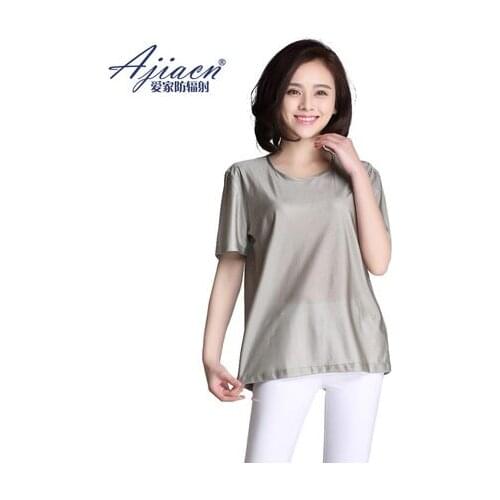 Ajiacn EMF radiation shielding Knitted short-sleeved shirt, silver fiber fabric,Comfort and durable,Radiation protection