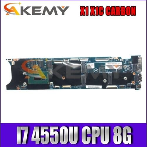 Akemy For Lenovo ThinkPad X1 X1c Carbon Laptop PC Motherboard LMQ-1 MB 12298-2 I7 4550U 8G Quality Assurance 100% Test OK