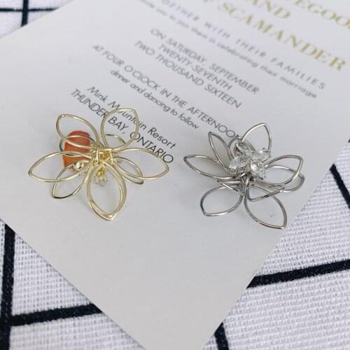 DIY jewelry accessories wholesale New fashion alloy electroplating flower earring accessories pendant material wholesale