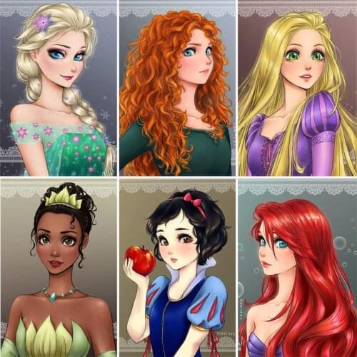 5D Diamond Embroidery Full Set Cute Girl Diamond Mosaic Cartoon Princess Diamond Painting Full Square Daimond-painting Kid Gift