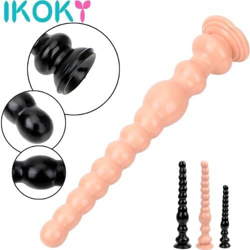 IKOKY Long Anal Plug Large Dildo With Suction Cup Butt Plug Anus Backyard Masturbation Sex Toys For Woman Men Prostate Massage