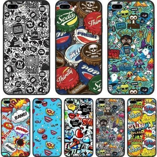 Anime Graffiti Sticker Bomb Phone Case Silicone For iPhone 6 S 6S 7 8 X XR XS Max Soft Back Cover For iPhone 6 S 6S 7 8 Plus