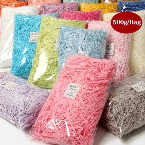 500g/lot Raffia Color Chopped Corrugated Fluffy Folds Filling Material Birthday Christmas Gift Box Filling Decor Confetti Raffia