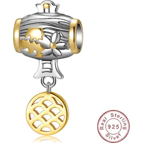 Cyue European Fine S925 Sterling Silver DIY Charm Bead Cherry Blossoms For Women Bangle Bracelet Necklace Jewelry P1281