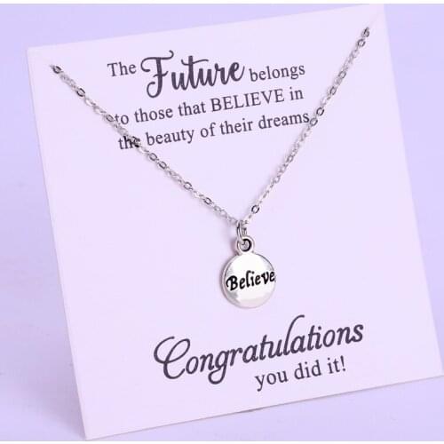 Believe Senior Graduate Compass Chain Necklaces Graduation Gift Women School Leavers Necklace Jewelry Drop Shipping